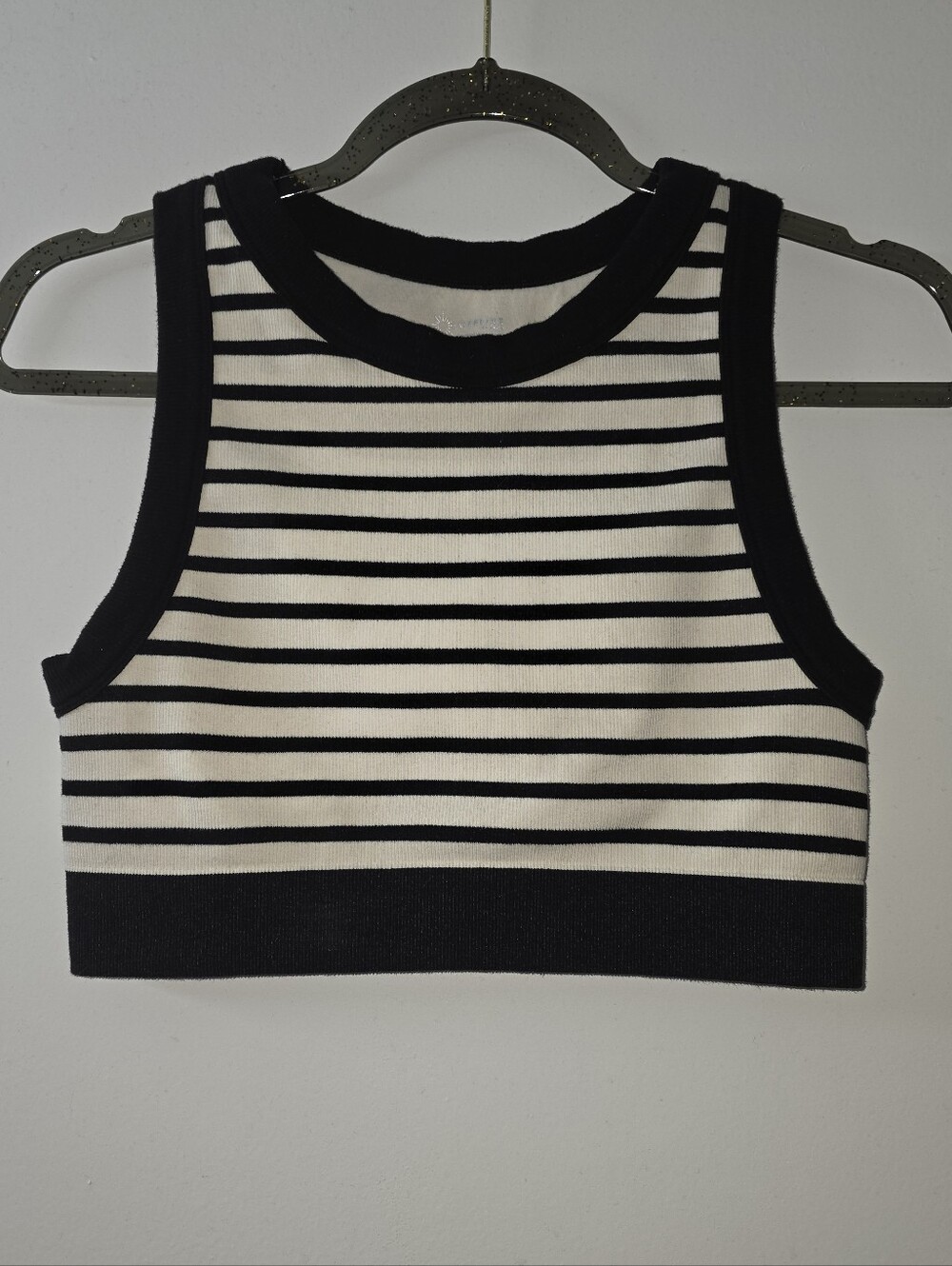 Aerie Offline Black And White Striped Crop Tank Size M